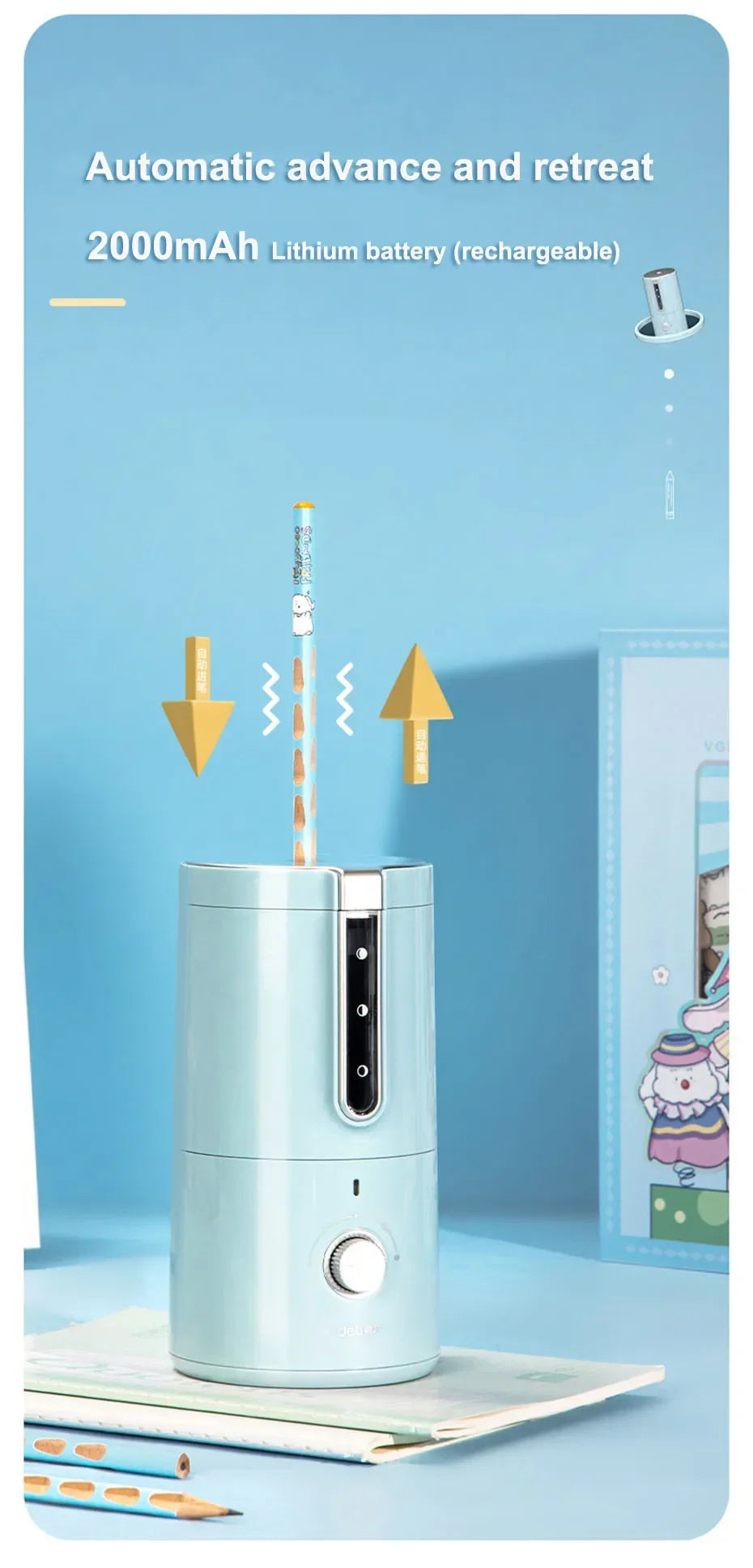 Automatic Electric Pencil Sharpener – USB Rechargeable for Kids