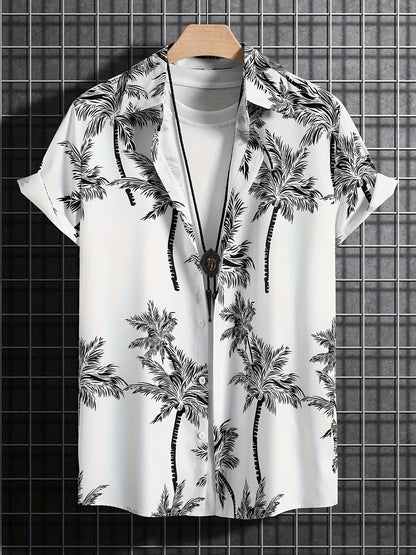 Men’s Palm Tree Shirt – Casual Hawaiian Short Sleeve Top