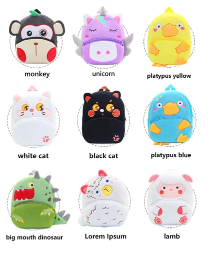 Cartmela Cute Animals Cartoon Plush Backpack - Kids Schoolbag