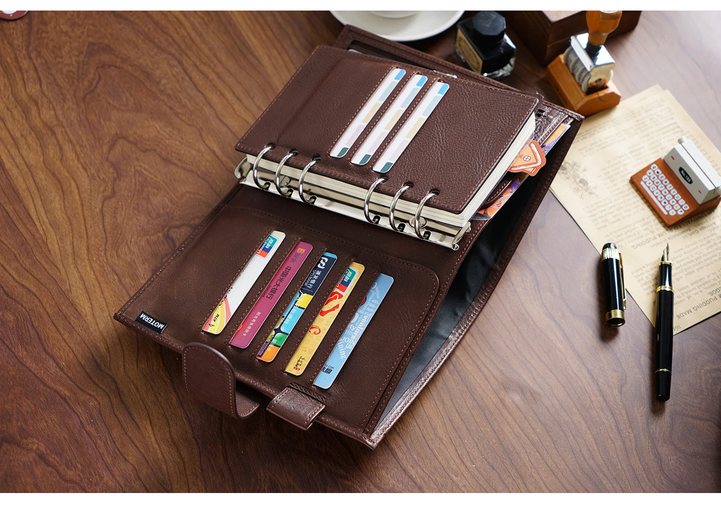 Full Grain Leather Planner with Rings – Personal Size Organizer
