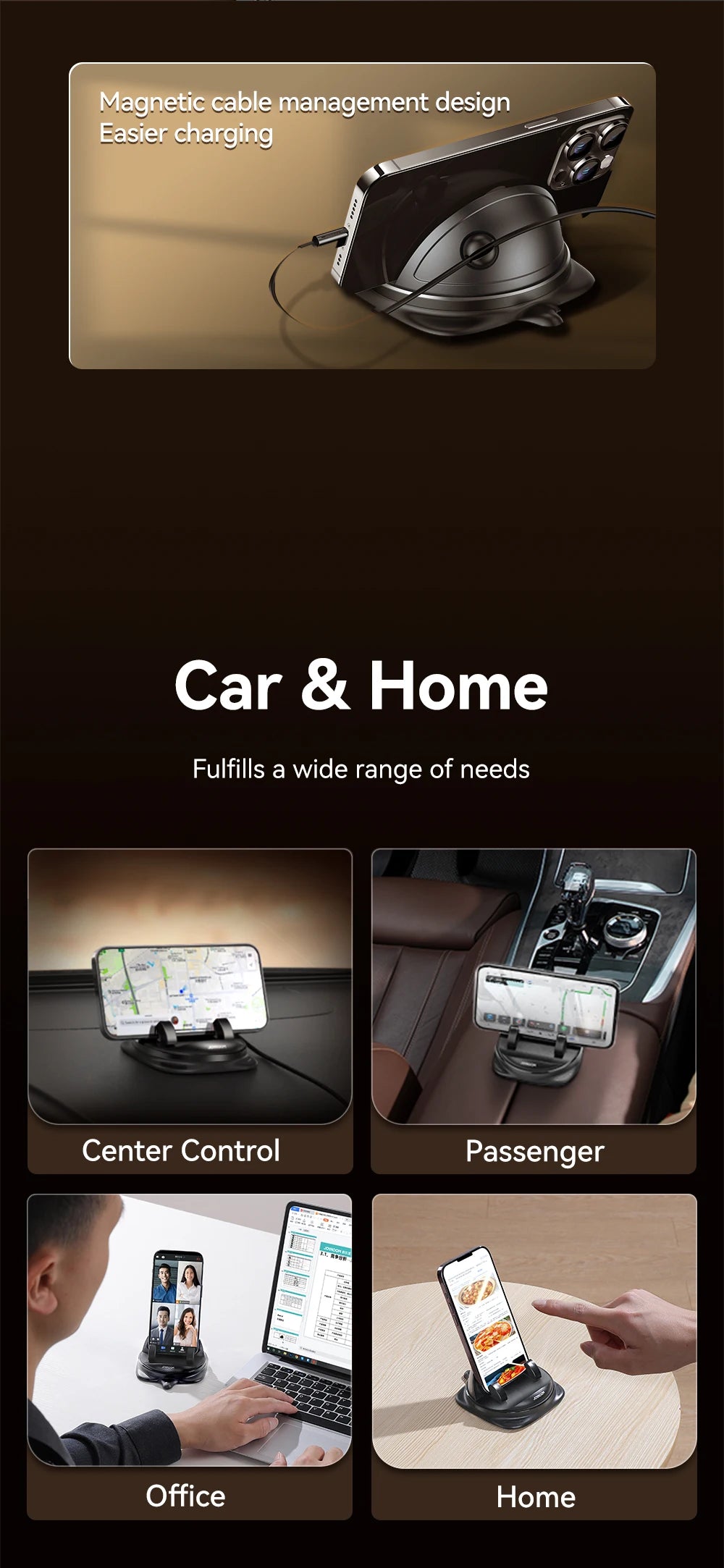 Joyroom Car Phone Holder – 360° Rotation, One-Handed Dashboard Mount