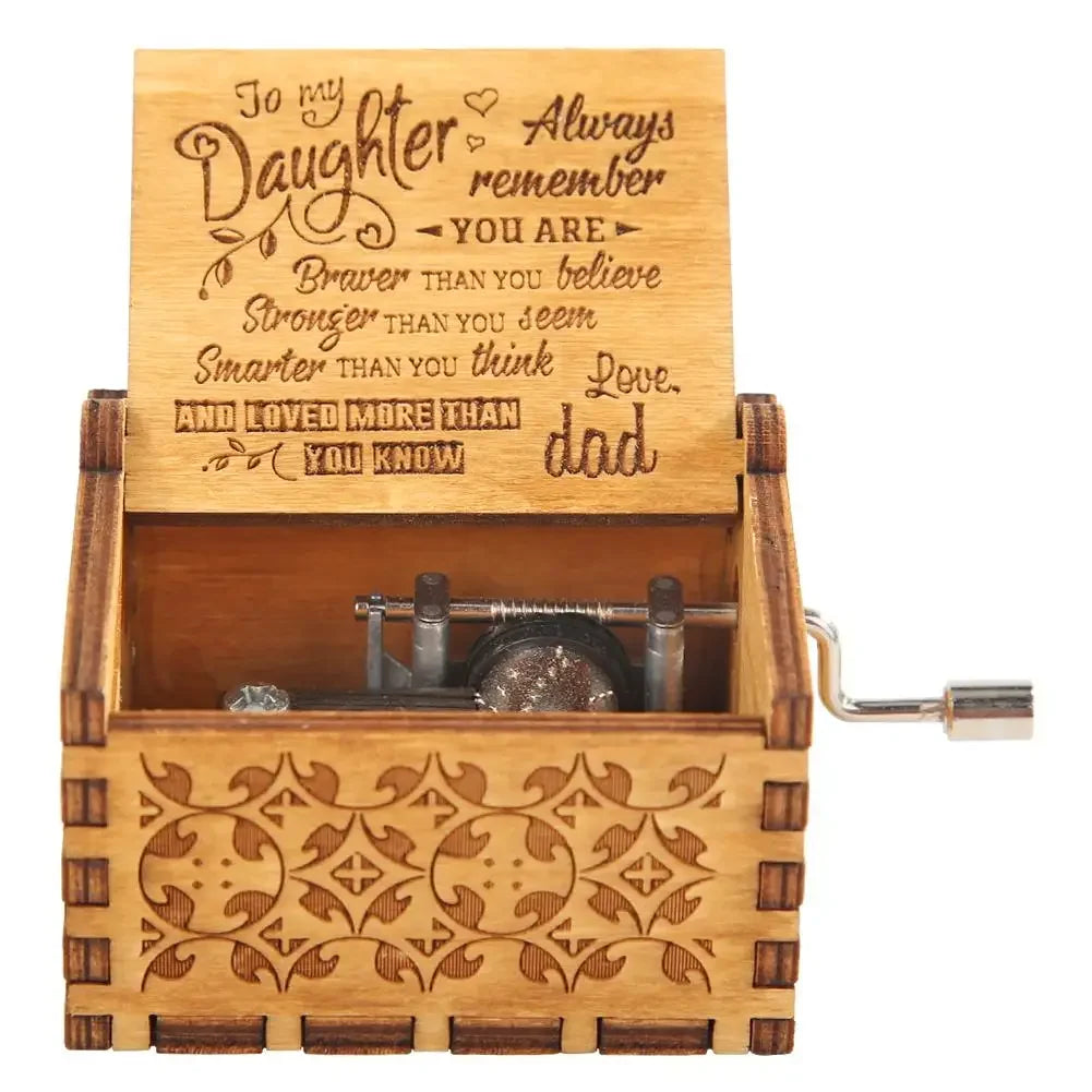 Wooden Hand Crank Music Box