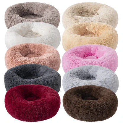Round Cat Bed House - Soft Plush Cushion Bed for Dogs & Cats, Pet Sleeping Sofa