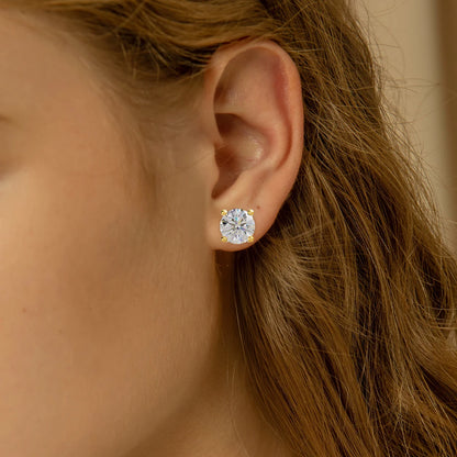 18K Real Gold Earrings with Moissanite Diamonds – Luxurious Gift