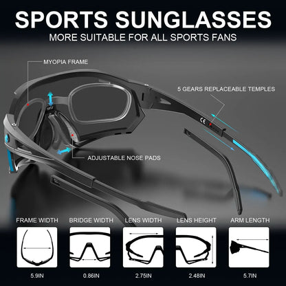 5-Lens Polarized Cycling Glasses – UV Protection Sports Eyewear
