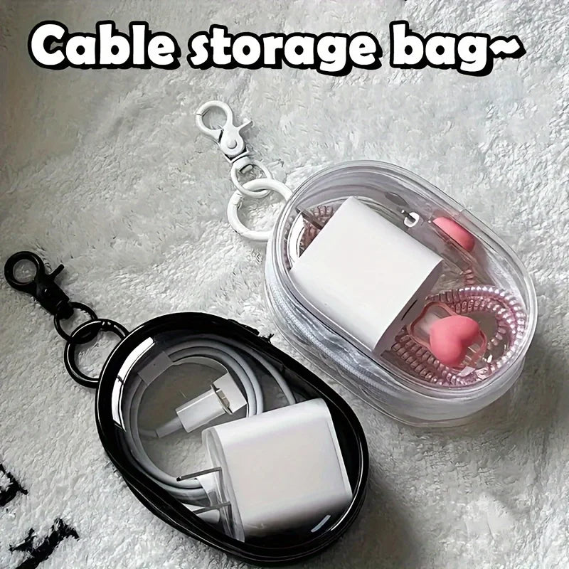 Portable Mini Clear Zipper Bag - Organizer for Earphones & Chargers