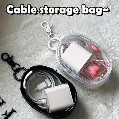 Portable Mini Clear Zipper Bag - Organizer for Earphones & Chargers