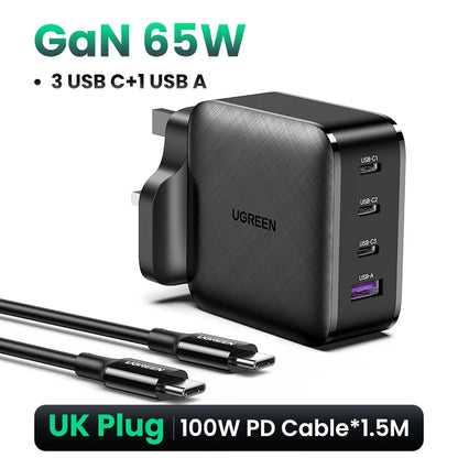 65W GaN USB-C Charger – Quick Charge 4.0 PD Fast Charger for Phones & Laptops