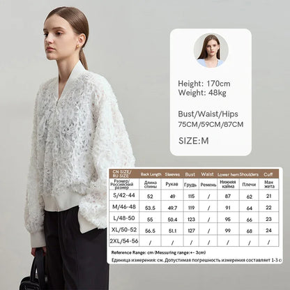 Women’s V-Neck Zipper Jacket – Hollow Flower Loose Casual Top