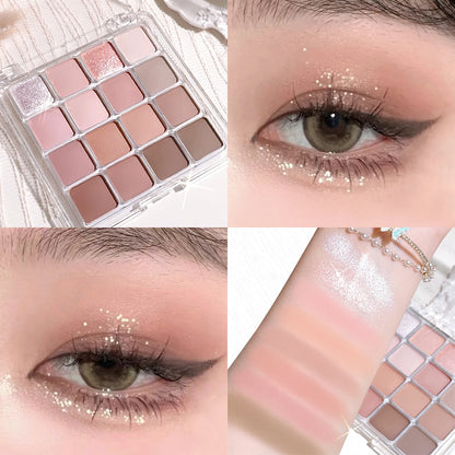 16-Color Sunset Magic Eyeshadow Palette – Matte & Pearl Earth Tones