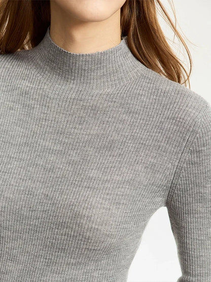Women’s Slim Fit Turtleneck Sweater – Warm High Elastic Pullover