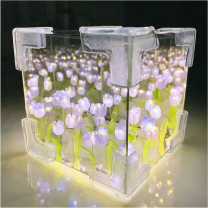 DIY Tulip LED Night Light | Magic Cube Mirror Lamp 2-in-1