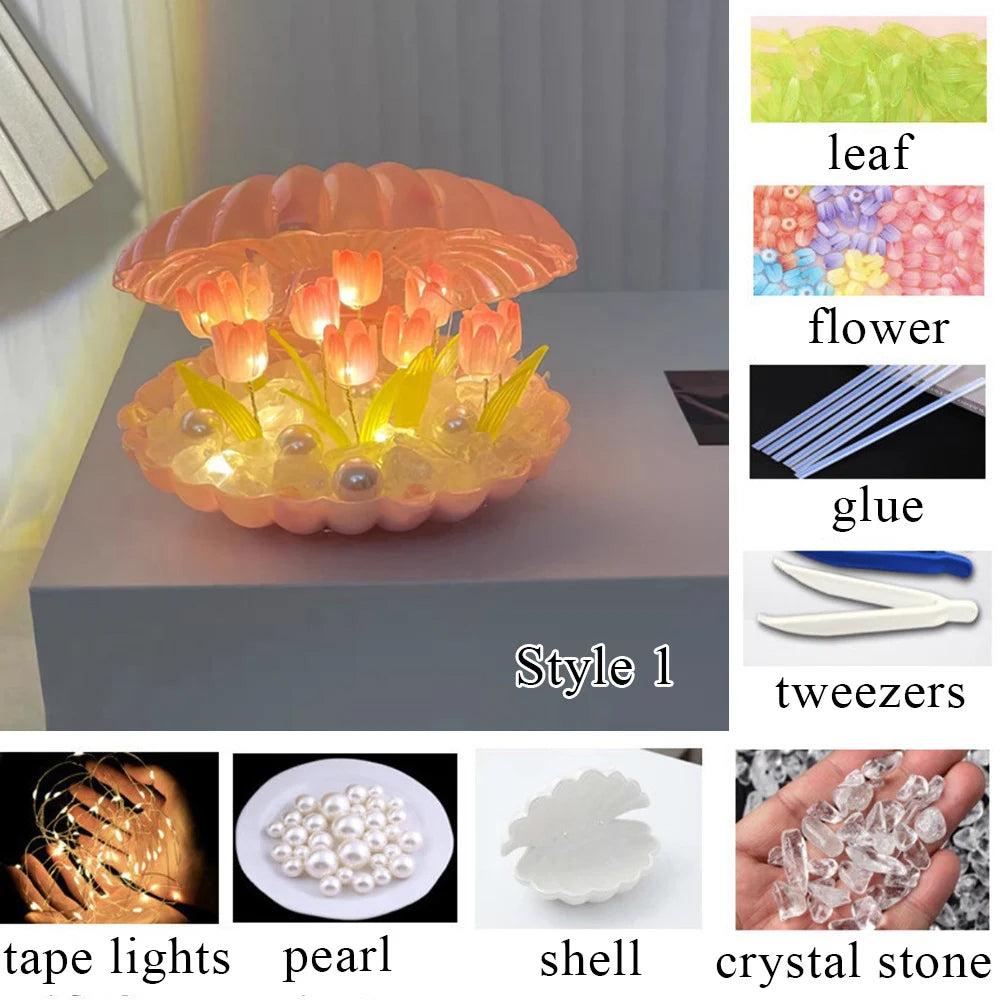 DIY Tulip LED Night Light – Battery Operated Flower Table Lamp