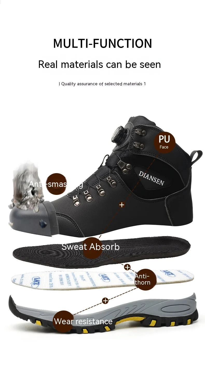 Rotating Button Safety Shoes for Men