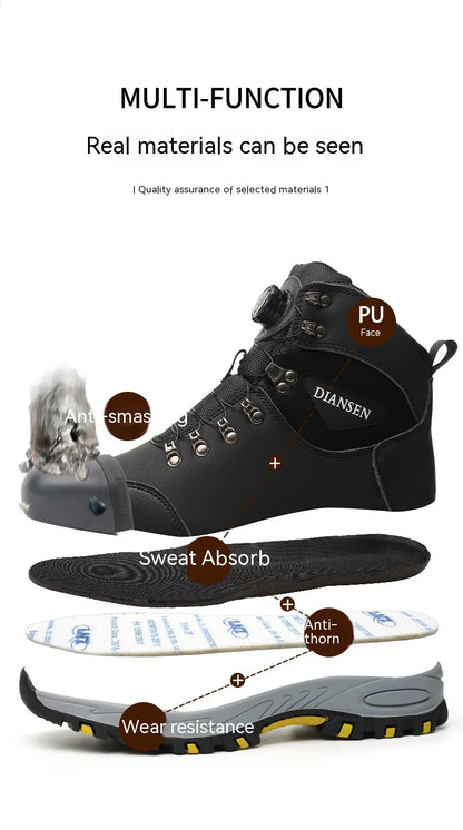 Rotating Button Safety Shoes for Men