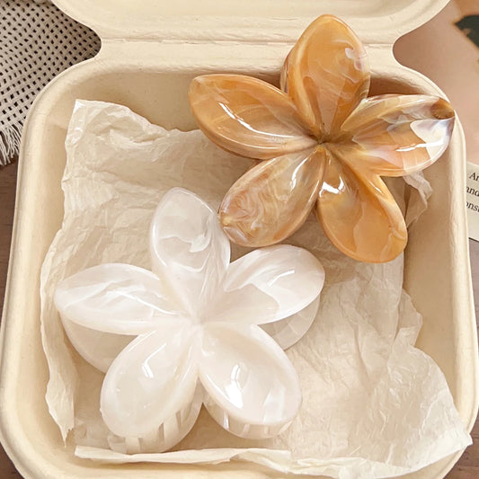 2 Pcs Marble Flower Hair Claw Clips – Cute Beach Hair Accessories