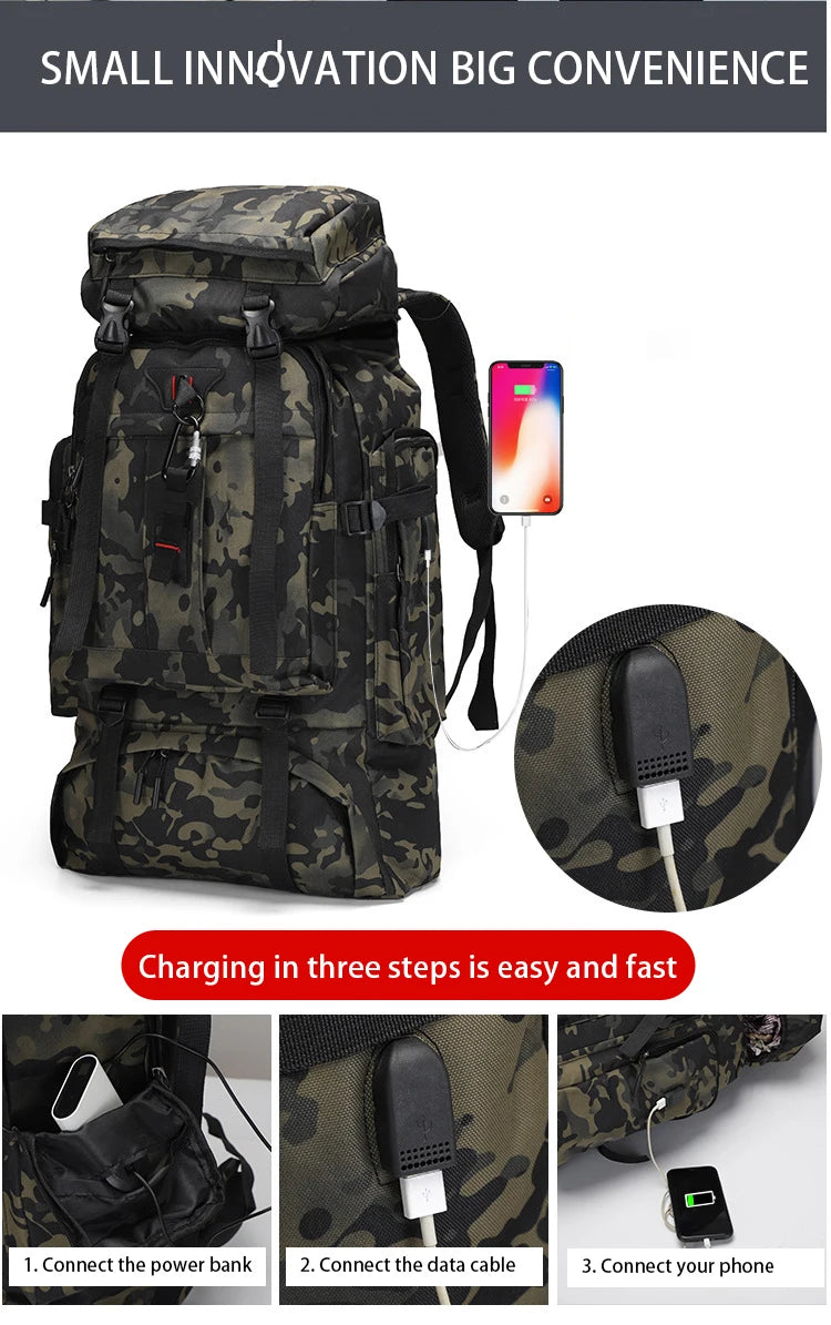 80L Large Capacity Waterproof Camouflage Outdoor Backpack