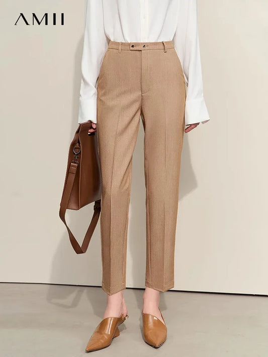 Women’s Straight Casual Pants – Summer Elastic Waist Office Wear