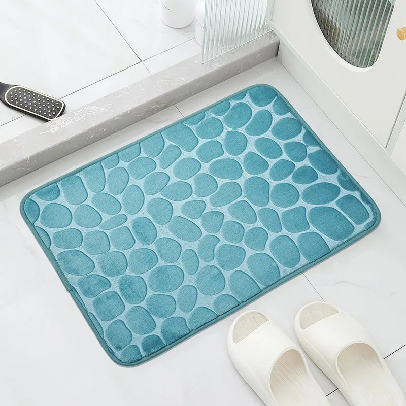 Anti-Slip Cobblestone Bathroom Floor Mat – Water Absorbent Rug
