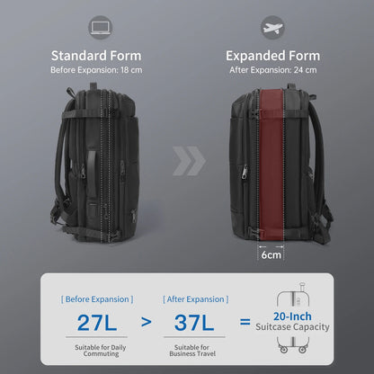 Men’s Business Travel Backpack – Waterproof, USB, Expandable Laptop Bag