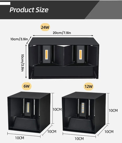Waterproof Aluminum LED Wall Lamp – 12W/24W Indoor Outdoor Light