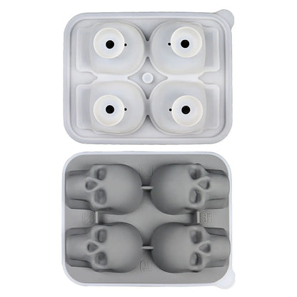 3D Skull Ice Cube Mold Tray with Lid – Silicone Whiskey Molder