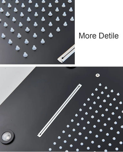 Black LED Rainfall Shower Head | Remote Control Ceiling Waterfall Tap