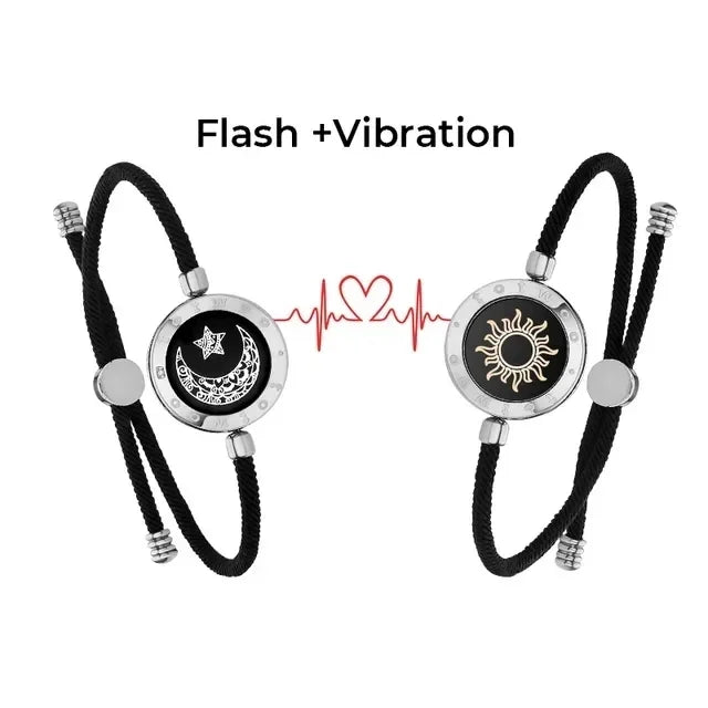 Long Distance Touch Bracelets – Sun & Moon Light-Up Couples Gift
