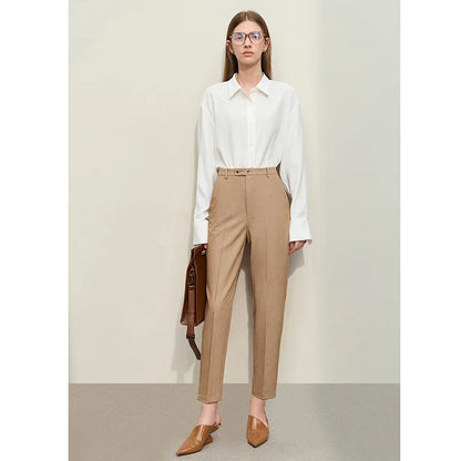 Women’s Straight Casual Pants – Summer Elastic Waist Office Wear