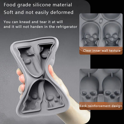 3D Skull Ice Cube Mold Tray with Lid – Silicone Whiskey Molder