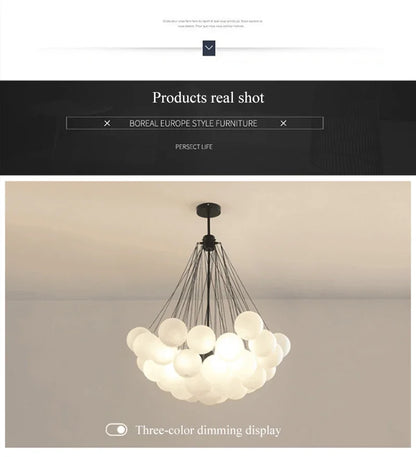 37-Glass Bubble Chandelier – Frosted Milky White Colorful Pendant