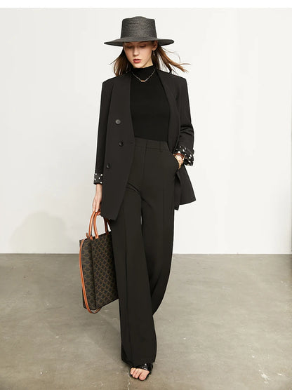 Women’s Wide Leg Chiffon Pants – High Waist Loose Office Trousers