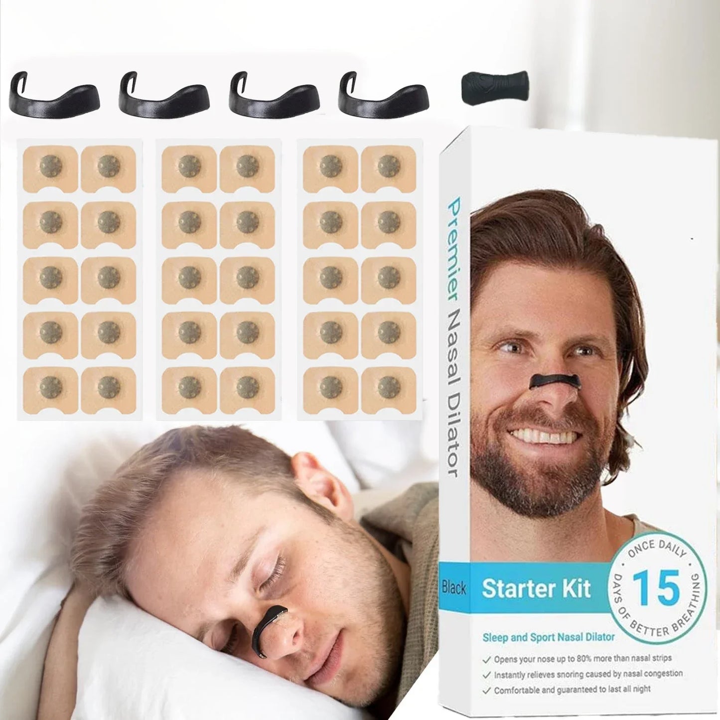 15 Pairs Magnetic Nasal Breathing Dilators Kit