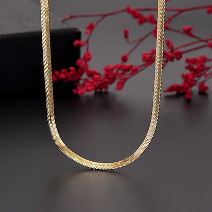 24K Gold Blade Chain Necklace – 18/20/22/24 Inch, 4MM Unisex