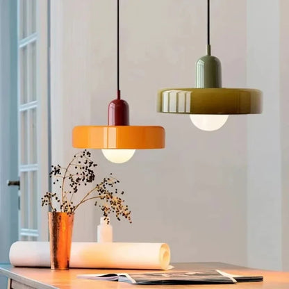 Nordic Retro Glass Pendant Lamp – E27 LED Indoor Chandelier