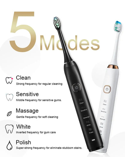 Electric Toothbrush – Rechargeable, 8 Heads, Whitening