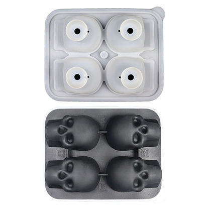 3D Skull Ice Cube Mold Tray with Lid – Silicone Whiskey Molder
