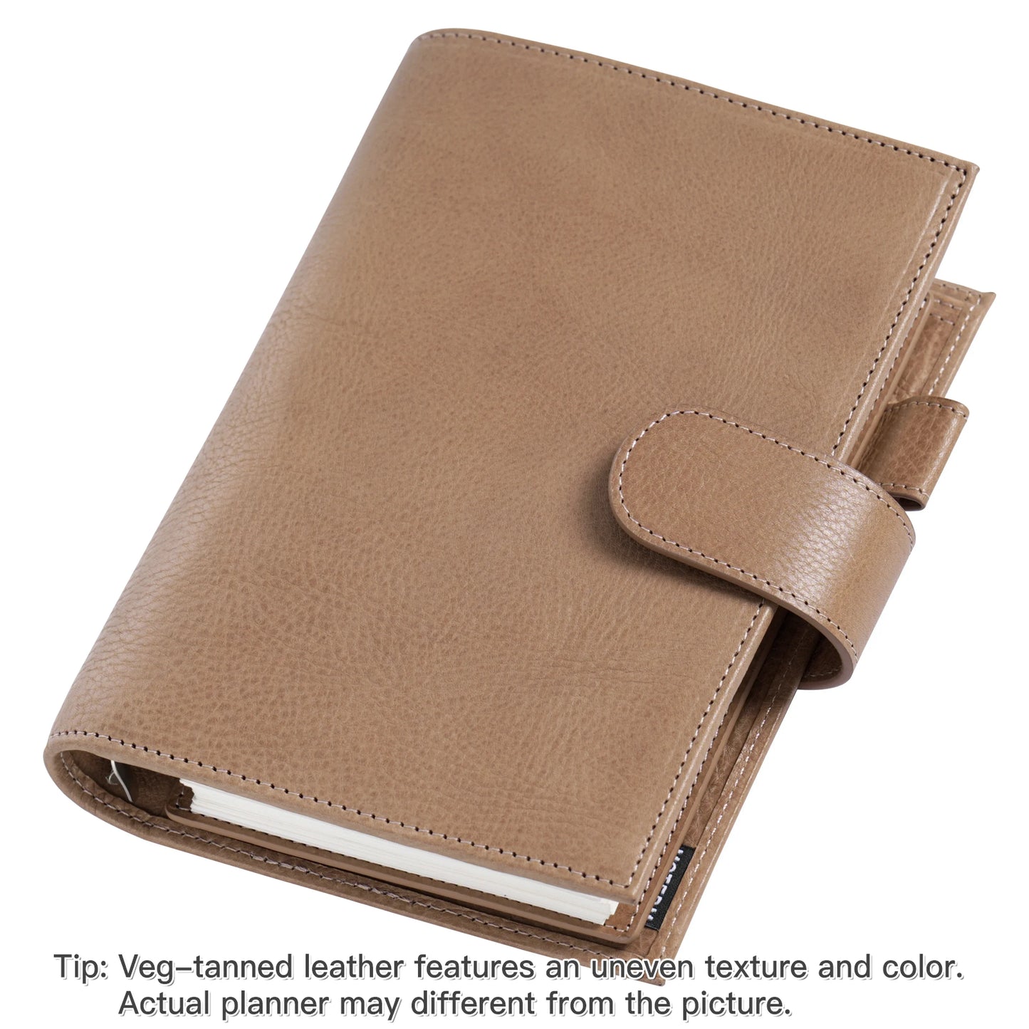 Full Grain Leather Planner with Rings – Personal Size Organizer