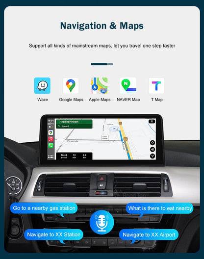 شاشة CarPlay لاسلكية مقاس 10.25 بوصة/12.3 بوصة لسيارات BMW الفئة الأولى إلى الرابعة (F20-F33)