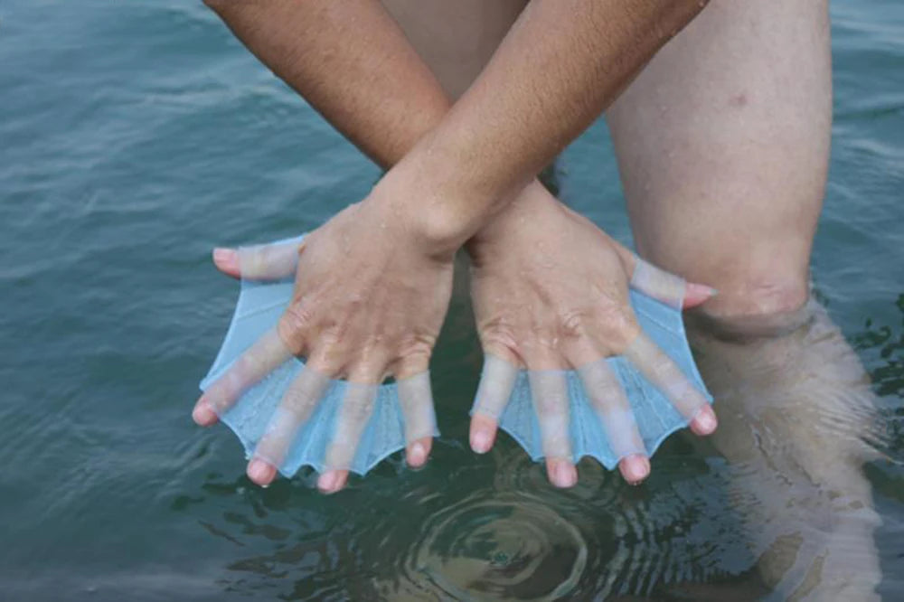 Silicone Webbed Swim Gloves – Training Fins for Adults & Kids