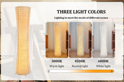 Three-Color Paper Lampshade LED Floor Lamp