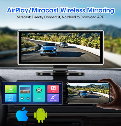 4K Dual Lens Car DVR Dash Cam with CarPlay, Android Auto, GPS, WiFi