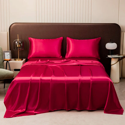 Silky Satin Bed Sheet Set – Cooling Summer Sheets with Pillowcase