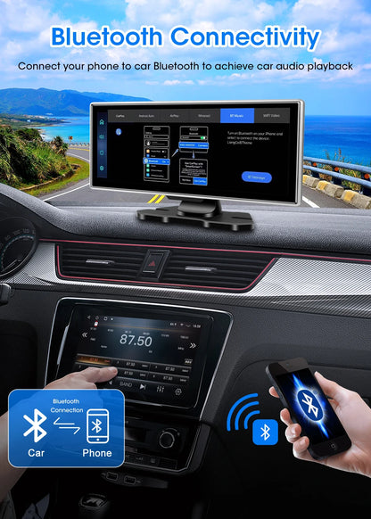 4K Dual Lens Car DVR Dash Cam with CarPlay, Android Auto, GPS, WiFi