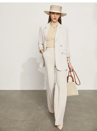Women’s Wide Leg Chiffon Pants – High Waist Loose Office Trousers