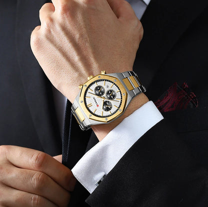 Casual Stainless Steel Quartz Watch – Waterproof Men’s Chronograph