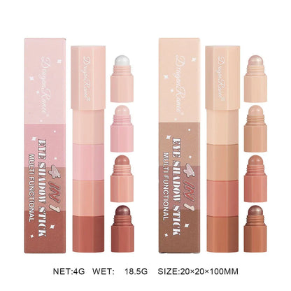 4-Color Lazy Eyeshadow Pencil Set – Waterproof & Shimmer Finish
