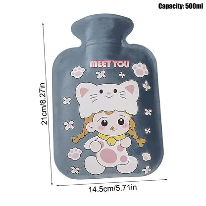 Plush Hot Water Bottle – Soft Portable Bed & Foot Warmer