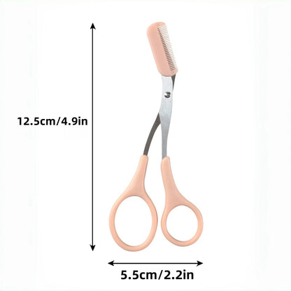 Pink Eyebrow Trimming Scissors with Comb – Precise Grooming Tool