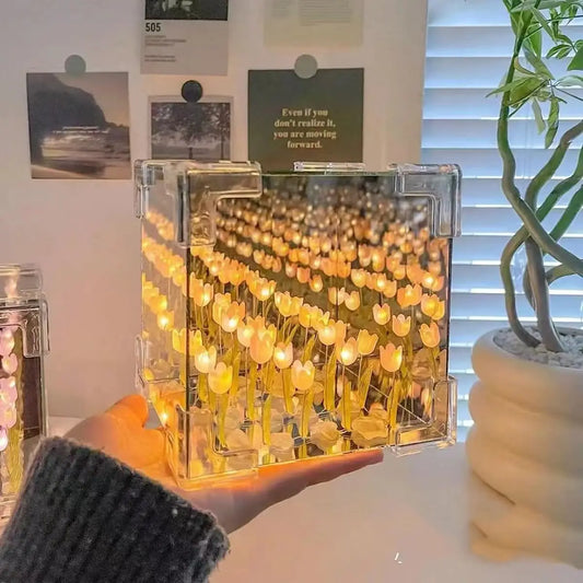 DIY Tulip LED Night Light | Magic Cube Mirror Lamp 2-in-1